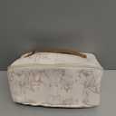 EACHY Travel Makeup Bag,Large Capacity Cosmetic Bags for Women,Waterproof Portable Pouch Open Flat Toiletry Bag Pattern Makeup Bag (F-Beige-Large)