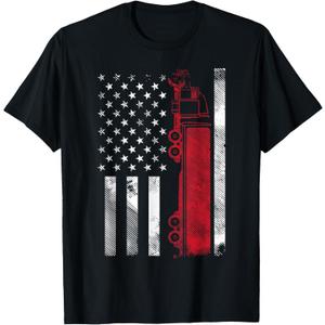 US American Flag Semi Truck Driver 18 Wheeler Trucker Gift Short Sleeve T-Shirt, 2XL