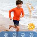 UNIFACO UPF 50+ Little Boys Long Sleeve Rash Guard Swim Shirt Premium Sun Shirt for 1-8 Years (A-vibrant Orange)