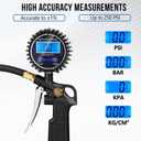Digital Tire Pressure Gauge with Inflator, 3-250 PSI Air Compressor Accessories with Air Chuck Quick Connect Coupler, Car Attachments with Rubber Hose for Car, Truck, SUV, Cycle, RV
