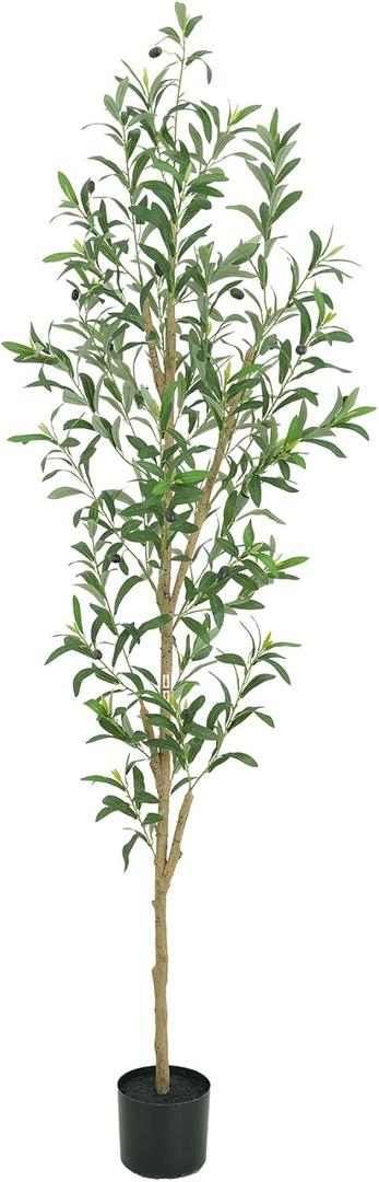 6FT Artificial Olive Tree, Realistic Faux Tree with Leaves and Fruits for Indoor Home & Office Decor