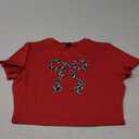Girl's Graphic Tee Shirt Short Sleeve Round Neck Preppy Casual Trendy Cute Summer Tops M, Red