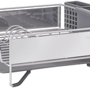 KitchenAid Compact Space Saving, Dish Rack with Removable Flatware Caddy and Angled Self Draining Drainboard, Satin Gray, 15-Inch-by-13.25-Inch