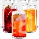 GLING [6 Pack - 16 oz.] Glass Can Shaped Cups Beer & Coffee Tumbler Glasses, Cordial Glasses, Cocktail Glasses