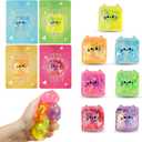 28 Pack Fidget Squishy Toys - Square Cat Shaped Stress Balls & Cards Set, Glitter Squishy Fidget Toys for Classroom Exchange, Party Favors, Anxiety Relief