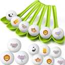 12 Pack Jungle Animals Games Safari Spoon Relay Race Easter Egg and Spoon Race Game Jungle Animal Decorations for Birthday Party Favors Supplies Indoor Outdoor Activities
