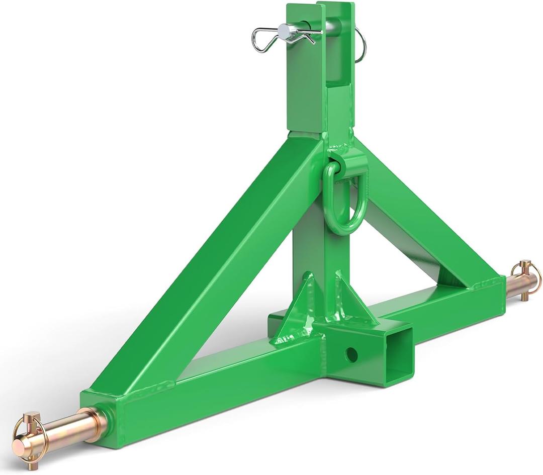 3 Point 2" Trailer Hitch Receiver for Category 2 Tractors, Heavy Duty 3pt Quick Hitch Attachment, Tractor Tow Drawbar Adapter, Compatible with Kubota, Mahindra, Ford, Yanmar, John Deere(Green)
