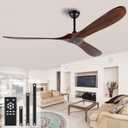 72 Inch Ceiling Fan No Light Wood Outdoor Ceiling Fans for Patios Living Room Garage Gazebo Mid Century Modern Exterior Extra Large Waterproof Ceiling Fan Without Light with Downrod (Walnut)
