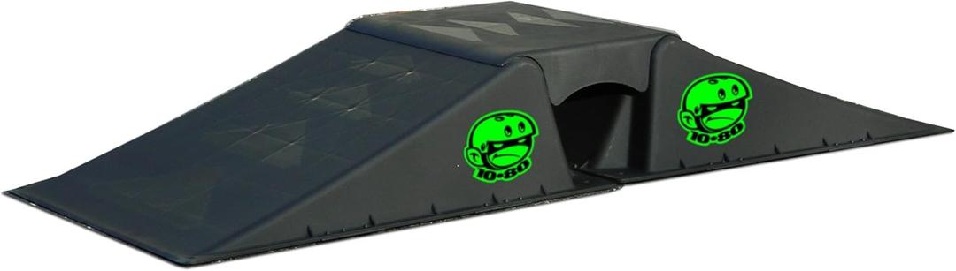 Ten-Eighty Micro Mini Kicker Launch Ramp, Portable Skateboard, BMX Bike, Scooter, RC Car Ramp - Durable, Lightweight, Non-Slip Polymer Construction for Kids & Teens, Black