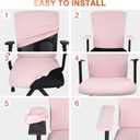 Tallew 4 Pieces Office Chair Covers Set Computer Universal Protective Stretchable Chair Seat Covers Desk Armrest Slipcovers Pads Office Cushion Backrest for Rotating (Polyester, Pale Pink)