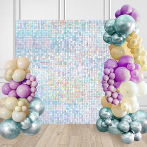 Rainbow Silver Shimmer Wall Backdrop Shiny Sequin Backdrop 9FTx4FT Glitter Disco Party Backdground for Birthday Anniversary Engagement Sparkly Decorations