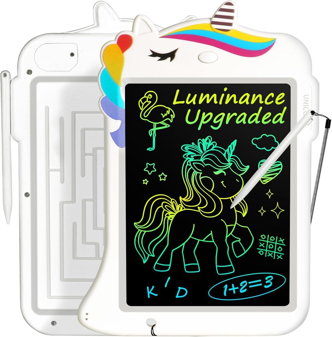 2 x Jasonwell LCD Drawing Writing Tablet - Drawing Pad Doodle Board for Kids Toddlers Drawing Toy Educational Learning Toys Christmas Birthday Gift 2 3 4 5 6 7 8 Year Old Girls Boys (White Unicorn)