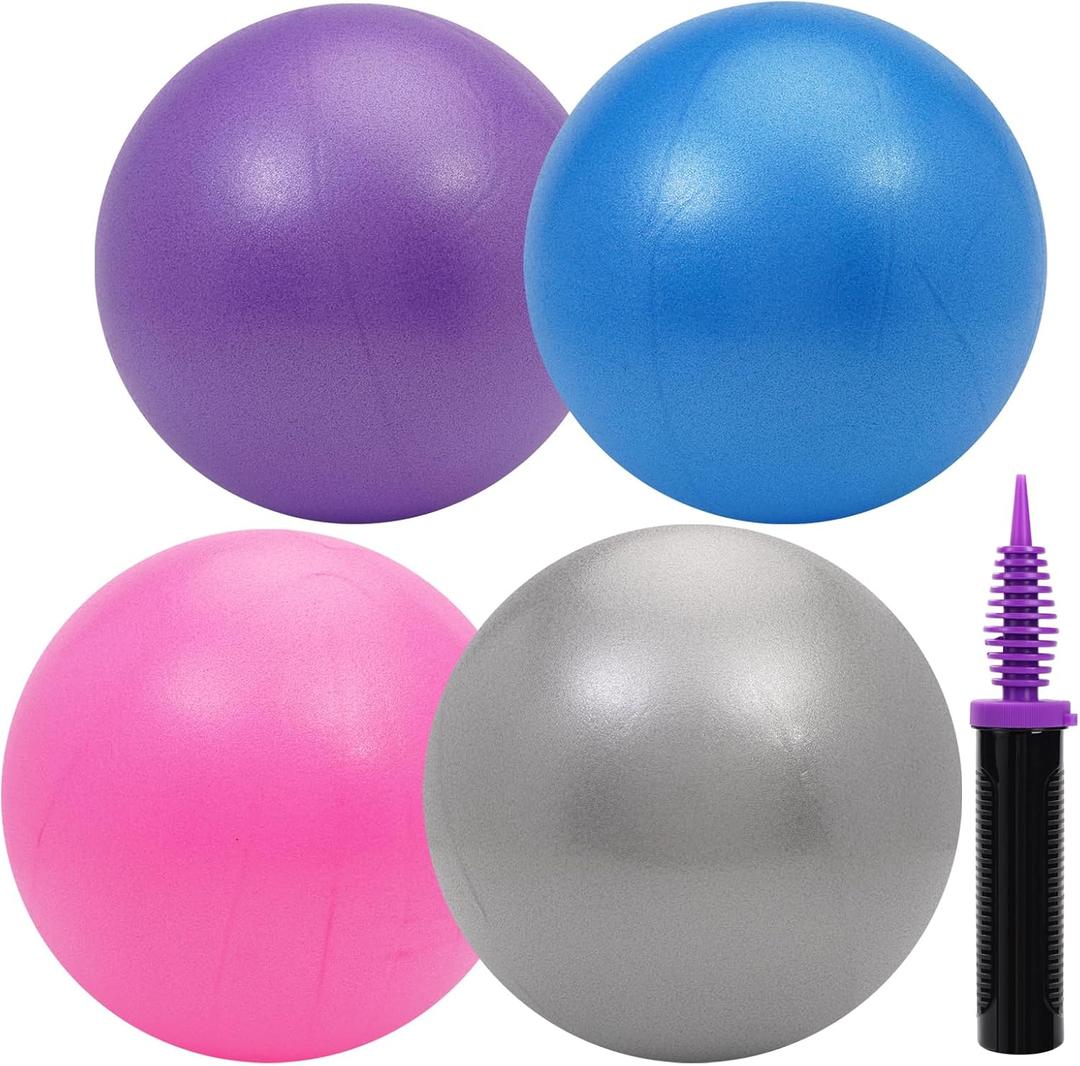 4 Pack Small Exercise Ball, 9 Inch Mini Pilates Ball, Mini Yoga Ball for Pilates, Yoga, Core Training, Stretching, Physical Therapy, Ab Workouts,Stability, Improves Balance