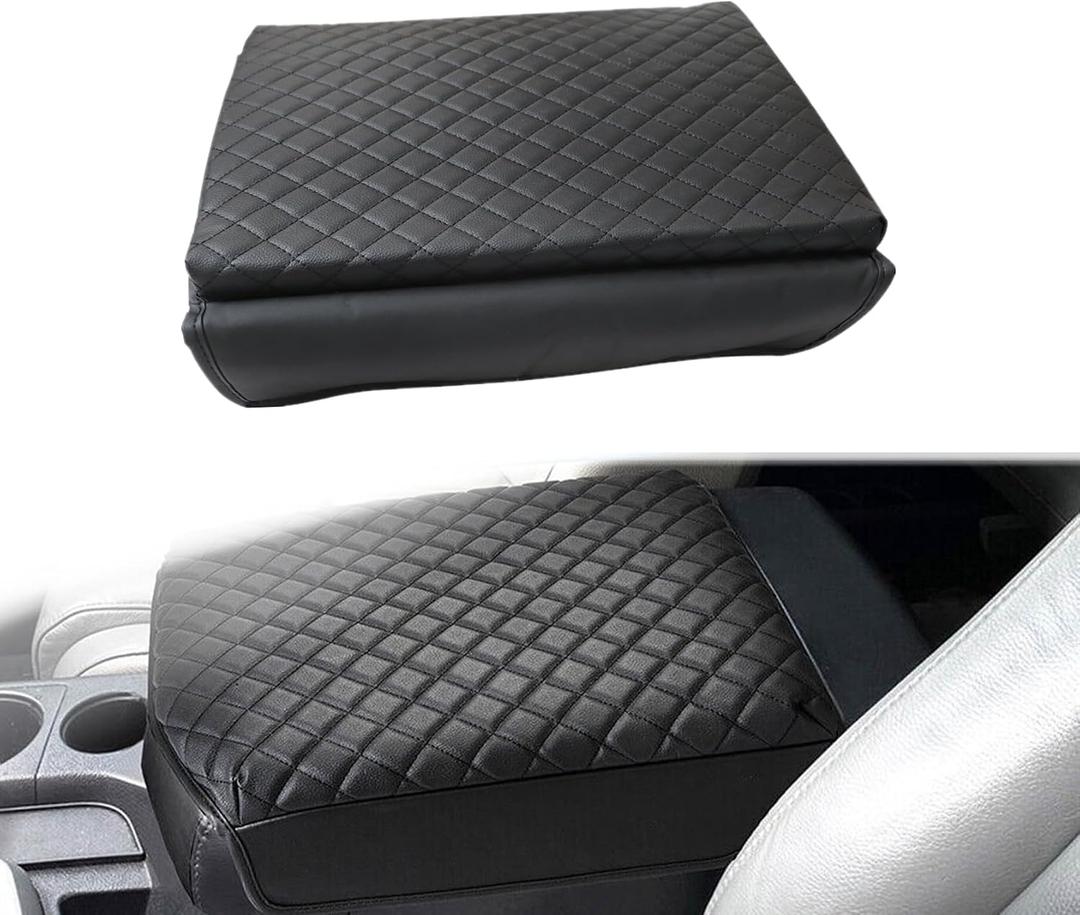 FZJDSD Microfiber Leather Console Lid Armrest Cover Cushion Pad Anti-Scratch Compatible with Toyota Tundra 2007-2013 Bucket Seat Compatible with Toyota Sequoia 2008-2015