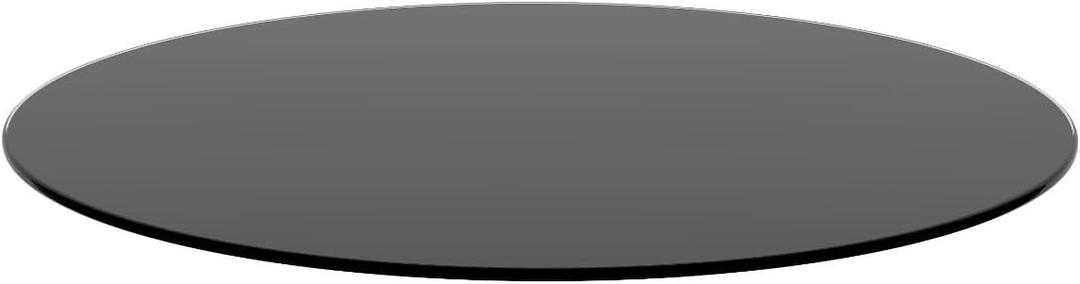 Round Tempered Glass Table Top with Black Finish - 1/4" Thick, Round Polished Edge, Black