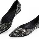 Flats Shoes Women Rhinestone Pointed Head Ballet Flats Comfortable Soft Memory Foam Insole Flat Shoes for Women Comfortable Dress Shoes 40