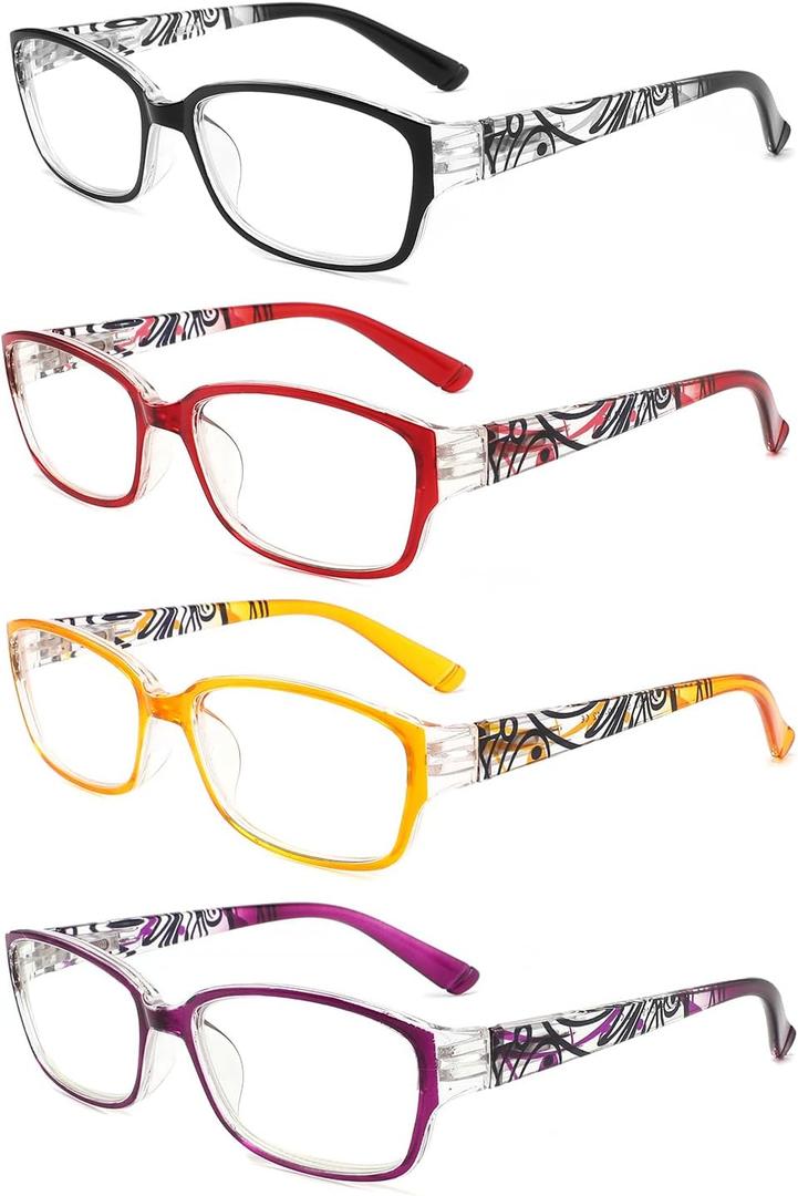 DONGDI Blue Light Blocking Reading Glasses Computer Readers for Women/Men, Eyeglasses (4 Mix Colour)