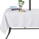 SARAFLORA Outdoor and Indoor Tablecloth -60x84 inch White, Wrinkle Free Washable Waterproof Table Cloth with Umbrella Hole and Zipper Rectangle Table Cover for Spring/Summer/Patio/Picnic/BBQS/Party