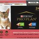 Purina Pro Plan Sensitive Skin and Stomach Wet Cat Food Variety Pack, Duck and Artic Char Entrees - (Pack of 24) 3 oz. Cans By AUG 2027