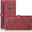 Real Leather Women Wallet Leather with RFID Blocking -Trifold Card Holder Designer Ladies Clutch with ID Window Wallets (Red1)