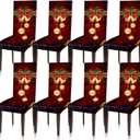 Moukeren 8 Pcs Red Christmas Chair Covers Set Stretch Removable Washable Christmas Dining Chair Seat Covers for Home Hotel Dining Room Kitchen Banquet Wedding Xmas Party Decor