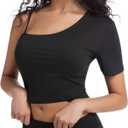 Crop Tops for Women Cute One Shoulder Tee Short Sleeve Going Out Shirts with Adjustable Strap and Playful Hem (Black, S)