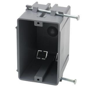 New Work Electrical Box, 1-Gang 18 cu. in. Nail-On Grey PVC Outlet Box, ETL Listed (Conforms to UL 514C), for Residential & Commercial Switch/Outlet Installation
