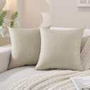 2 x SYSLOON Faux Linen Pillow Covers 18x18 Inch Set of 2, Boho Pillow Covers Couch Pillow Covers Farmhouse Pillow Covers for Living Room Sofa & Bed,Khaki, (Mix Colors)