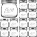 12PCS Wide Mouth Mason Jars 16oz with Airtight Lids and Bands, Canning Jars with Crystal Glass for Food Storage, Spice Jars, Canning, DIY Projects, Jam, Jelly, Honey, Preserving, Drinking