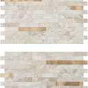 Midcard 20 Sheets Peel and Stick Backsplash PVC Wall Tile,for Kitchen Backsplash (Dark Beige With Copper)