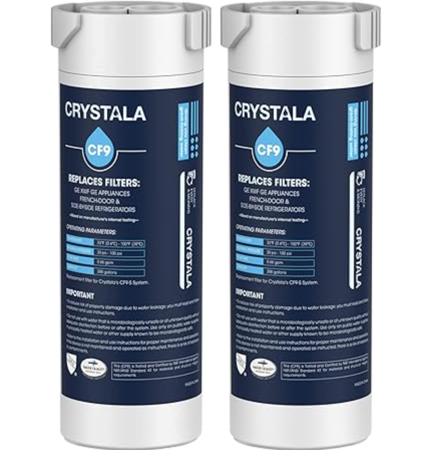 Crystala Filters Compatible with GE XWF Water Filter, Replacement for GE SmartWater Refrigerator Water Filter, (2 Pack)