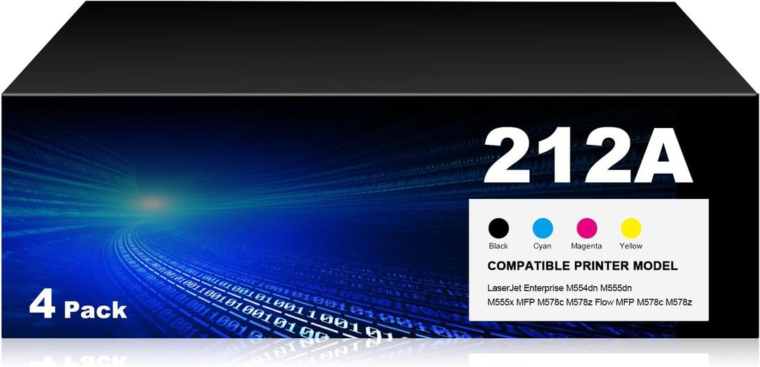 KALOKING (with Chip 212A Remanufactured Toner Cartridge Replacement for HP 212X W2120A W2121A W2122A W2123A for Color Enterprise M555dn MFP M578f M578dn Flow MFP M578c M578z Printer ( 4 Pack)