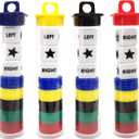 Ahoper Right Left Center Dice Game Prime Set Bundle with 3 Dices + 30 Chips - 4 Sets Assorted Colors. Round Tube Storage is Very Convenient for Travel. Easy to Store, Carry Around. (4 Pack)