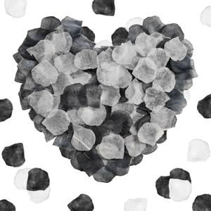 1200 Pcs Black Cream White Rose Petals - Silk Rose Petals for Romantic Night, Wedding Party Decoration