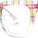 Zeelool Square Acetate Glasses Retro Eyewear for Women Blue Light Blocking Glasses Anti Eyestrain Glasses ZJGA784822 (Crystal)