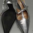 baobeijiadao Womens Pointed Toe Heels Slingback Slip On Pumps Close Toes T Strap Heeled Sandals Kitten Heel Dress Shoes for Women Silver, Size: 