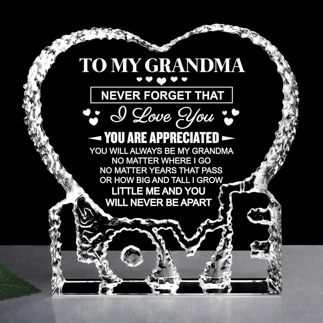 ZHSHWAT to My Grandma Heart-Shaped Crystal Keepsake Gift from Grandchildren Granddaughter Grandson | Perfect for Birthday, Mother's Day, Valentine's Day & Anniversary