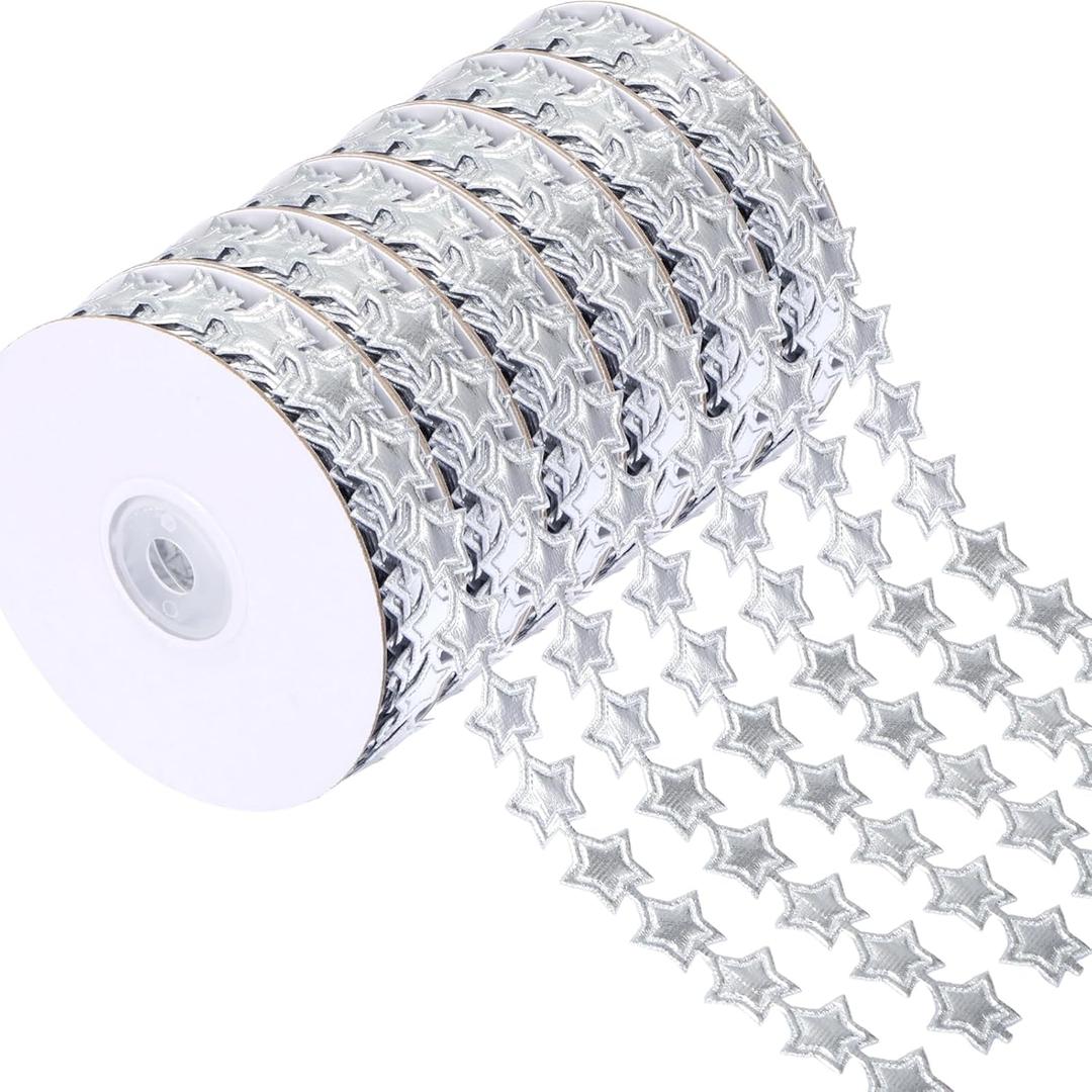 6 Rolls 11 Yards Homecoming Mum Ribbon 7/8" W Football Satin Ribbon Roll for Gift Wrapping Homecoming Mum Supplies for DIY Homecoming Chrysanthemum Party Decor(Sliver)