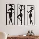 Therwen 3 Pieces African Women Metal Wall Decor Black Women Metal Wall Art African American Black Minimalist Decor for Bedroom Bathroom Living Room Home 15.7 x 6 Inch