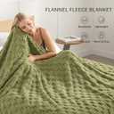 Exclusivo Mezcla Queen Size Flannel Fleece Blanket, Super Soft and Warm Lightweight Checkered Pattern Blankets for All Seasons, 90x90 Inches, Olive Green