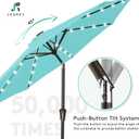 JEAREY 9FT Outdoor Patio Umbrella with Solar Lights, LED Lighted Pool Umbrella with Tilt and Crank, Outdoor Table Umbrellas for Deck, Yard & Market (Teal)