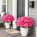 ATTGREAT Artificial Geraniums for Outdoors Faux Plants UV Resistant Flowers Outside Fake Silk Flowers Bulk Realistic Plastic Greenery for Home Porch Planter Patio Decor, 6 Bundles (Rose Red)