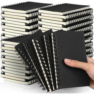 Jutom 54 Pcs Small Spiral Notebooks Memo Pads 3x5 Bulk Small Pocket Notebooks Mini Notepads with Lined Pages Mini Journals for Christmas Office School Work Supplies, 120 Pages (Black)