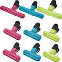 Chip Bag Clips 9pcs Air Tight, Heavy Duty, Sturdy Plastic Clips for Food Storage Assorted Sizes Food Bag Clips for Kitchen Snacks