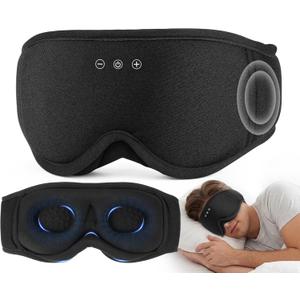MUSICOZY Sleep Mask with Bluetooth Headphones, 3D Wireless Sleeping Eye Masks, Bluetooth Eye Masks 14-Hour Playtime, Ultra-Soft Breathable, Perfect for Side Sleepers, Women Men(Classic Black)