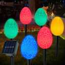 2 Pack Solar Easter Decorations Outdoor Lights,with 8 Modes 12 LED Egg Light,Waterproof Outdoor Solar Lights for Garden Yard Pathway Lawn Grave (Egg)