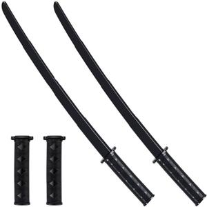 2PCS 3D Printed Gravity Retractable Samurai Sword Model Toys, Telescopic Plastic Katana Fake Sword Toy, Martial Arts Weapons for Play Fighting, Halloween Cosplay for Boys & Adults(Black)