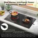 2 Burner Electric Cooktop 110v, 24 Inch Electric Stove Countertop & Built-in, Plug-in Electrics Cooktop, 8 Power Levels & 8 Functions, Touch Control, Safety Lock, Timer, 2000W, Orange