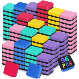Cube Dry Erase Erasers, 96 Packs Mini Magnetic Whiteboard Dry Erasers in 6 Colors, Chalkboard Cleaner Wiper for Classroom, School, Home, and Office Supplies