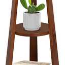 3-Tier Round Side Table, Solid Wood End Table & Nightstand for Small Spaces, Compact Accent Table for Living Room, Bedroom, Office (Red Brown Finish)